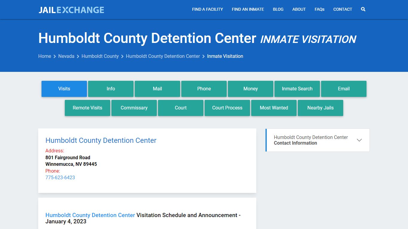Inmate Visitation - Humboldt County Detention Center, NV - Jail Exchange